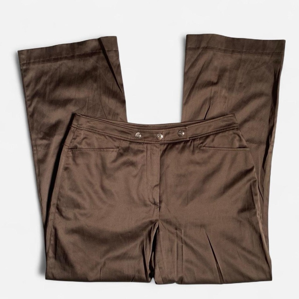 vintage brown wide leg satin pants